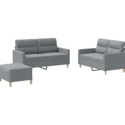 Banken*vidaXL 3-delige Loungeset met kussens stof Lichtgrijs