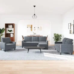 Banken*vidaXL 4-delige Loungeset met kussens fluweel Donkergrijs