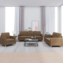 Banken*vidaXL 4-delige Loungeset met kussens stof Bruin