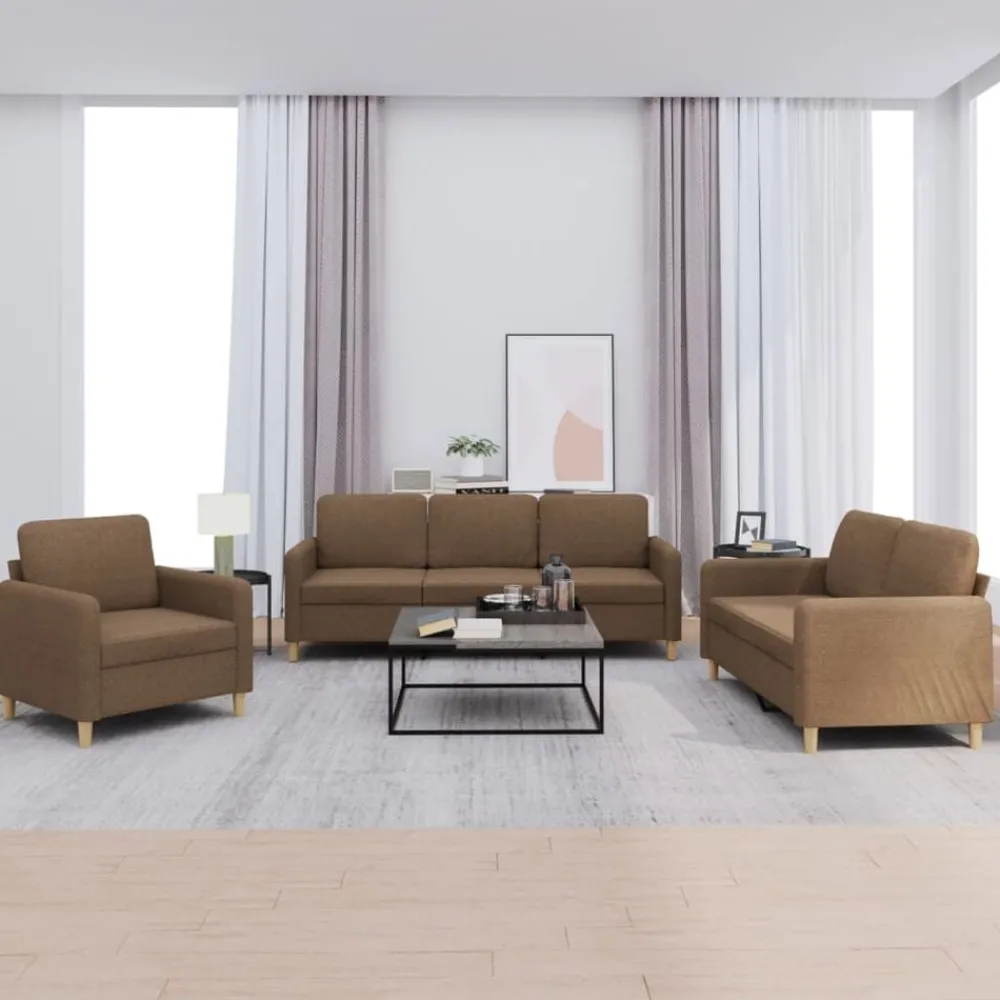 Banken*vidaXL 4-delige Loungeset met kussens stof Bruin