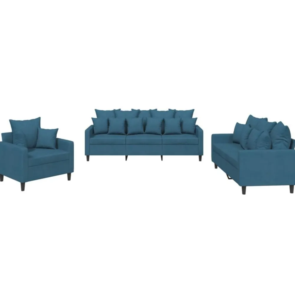 3-delige Loungeset met kussens fluweel>vidaXL Best