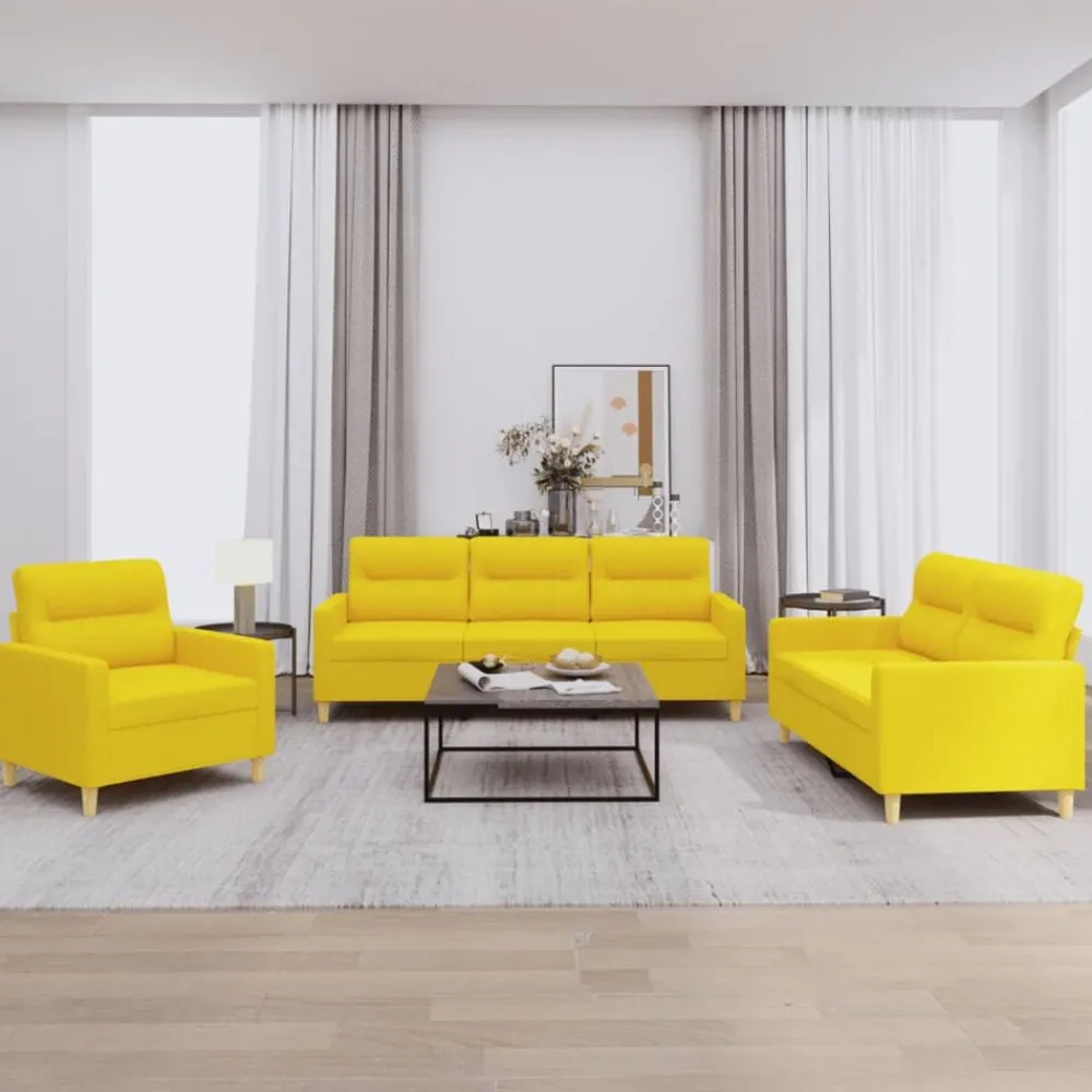 3-delige Loungeset met kussens stof>vidaXL New
