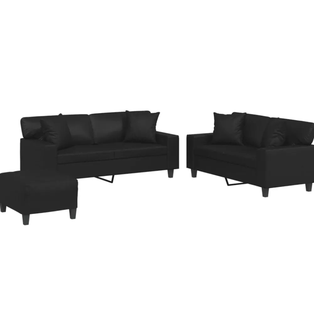 3-delige Loungeset met kussens kunstleer>vidaXL Best