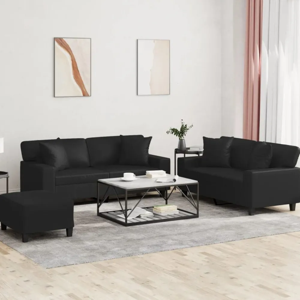 3-delige Loungeset met kussens kunstleer>vidaXL Best
