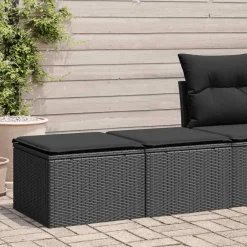 Tuinmeubelen*vidaXL 2-delige Loungeset met kussens poly rattan acacia Zwart