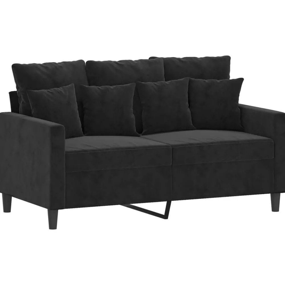 Banken*vidaXL 2-delige Loungeset met kussens fluweel Zwart