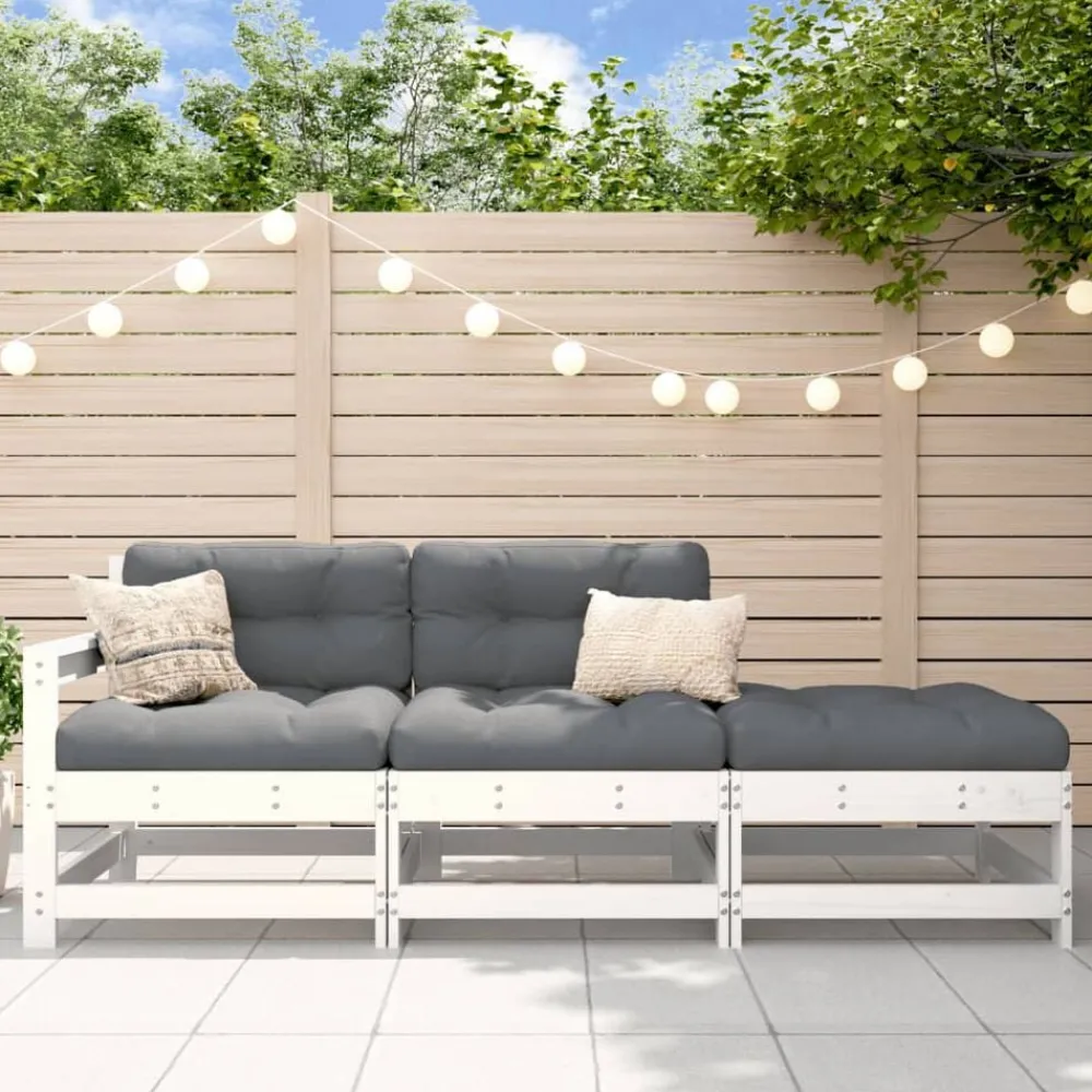 3-delige Loungeset massief grenenhout wit>vidaXL Discount