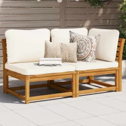 2-delige Loungeset met kussens massief acaciahout>vidaXL Discount