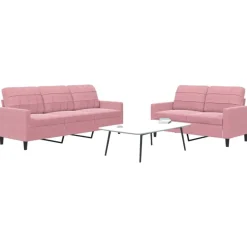 Banken*vidaXL 2-delige Loungeset met kussens fluweel Roze