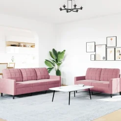 Banken*vidaXL 2-delige Loungeset met kussens fluweel Roze