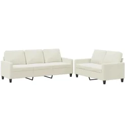 Banken*vidaXL 2-delige Loungeset met kussens fluweel crèmekleurig Cr&egrave;me