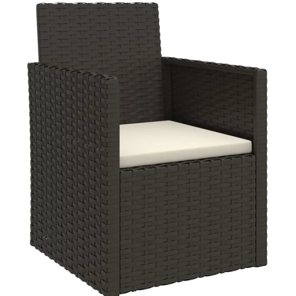 Tuinmeubelen*vidaXL 3-delige Loungeset met kussens poly rattan Zwart