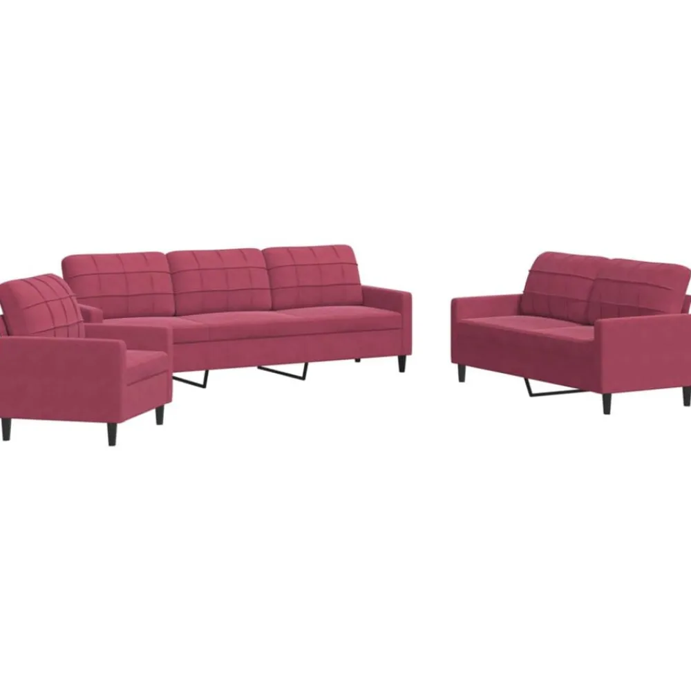 3-delige Loungeset met kussens fluweel>vidaXL Outlet