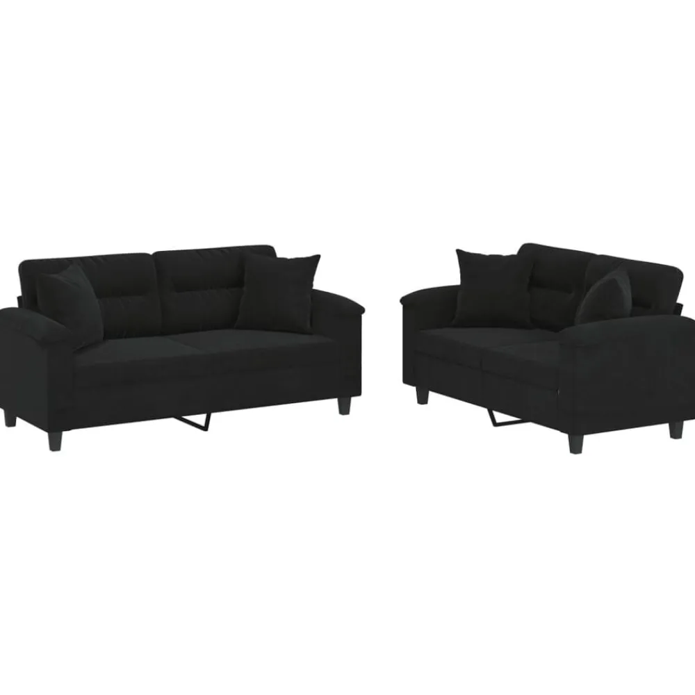 2-delige Loungeset met kussens microvezelstof>vidaXL Outlet