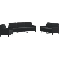 Banken*vidaXL 4-delige Loungeset met kussens fluweel Zwart