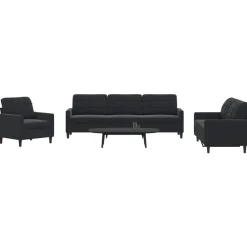 Banken*vidaXL 4-delige Loungeset met kussens fluweel Zwart