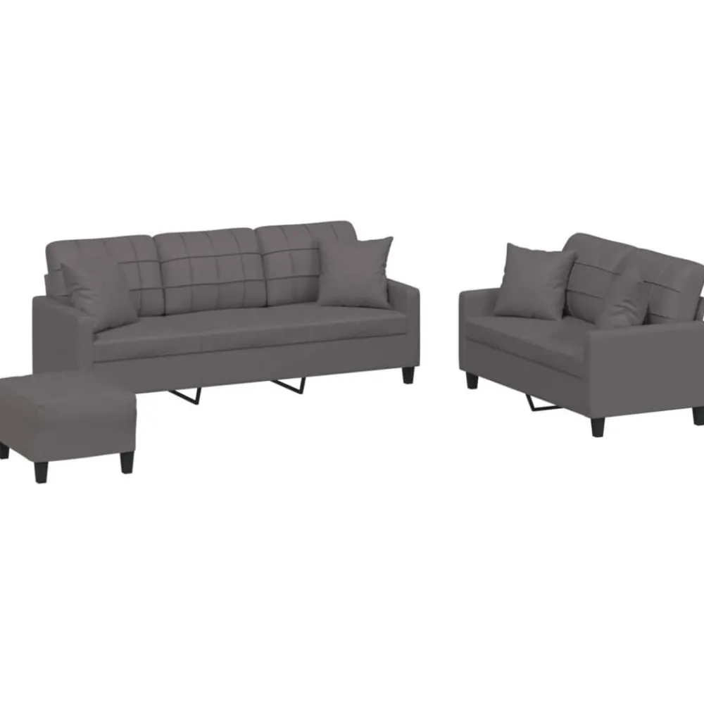 Banken*vidaXL 3-delige Loungeset met kussens kunstleer Grijs