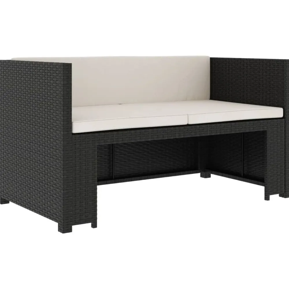 Tuinmeubelen*vidaXL 5-delige Loungeset met kussens poly rattan Zwart