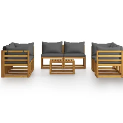 9-delige Loungeset met kussens massief acaciahout><noscript><img width=