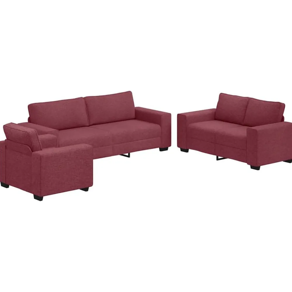 3-delige Loungeset met kussens stof wijnrood>vidaXL Best