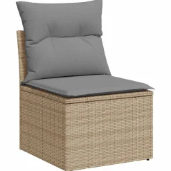 5-delige Loungeset met kussens poly rattan en acaciahout beige><noscript><img width=