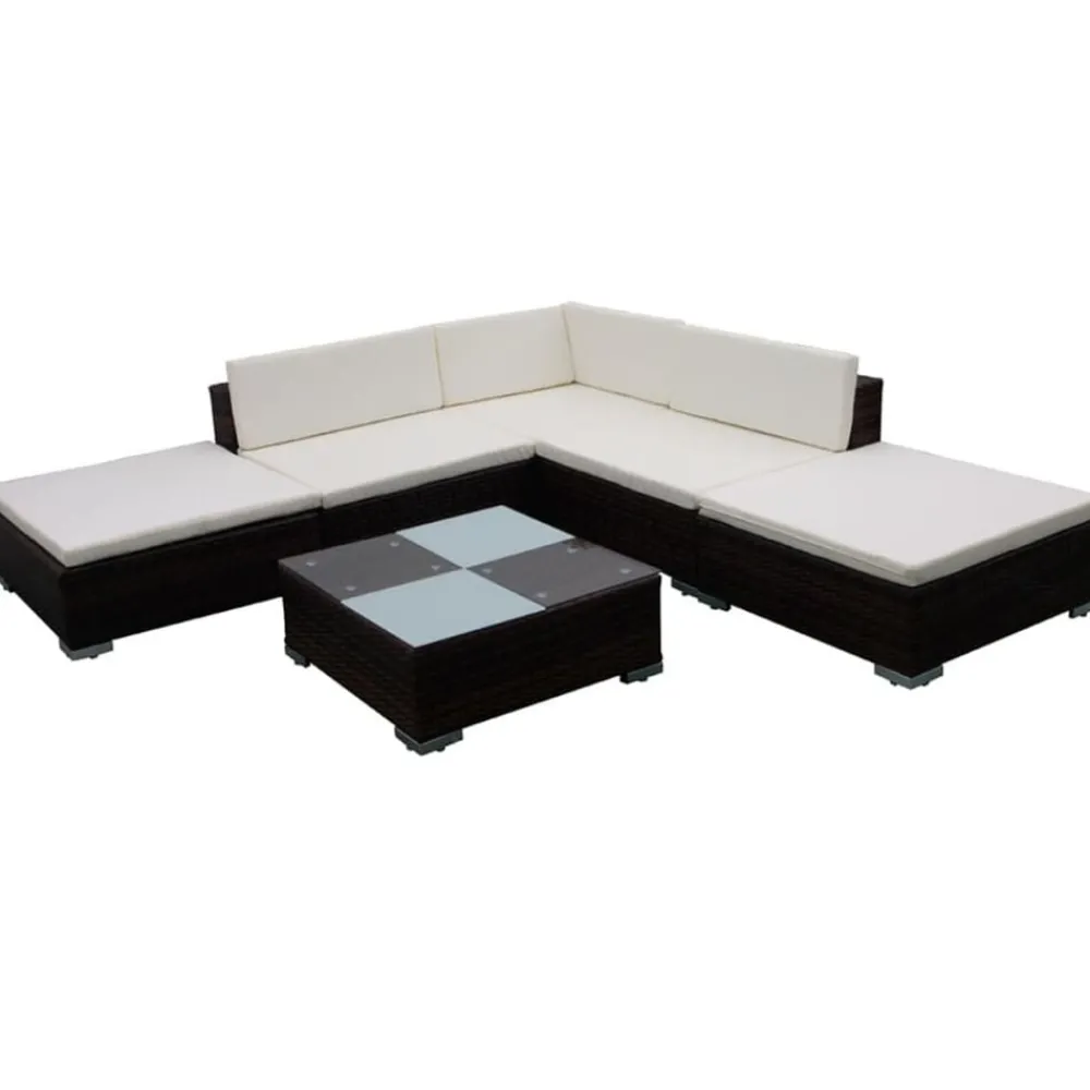 6-delige Loungeset met kussens poly rattan>vidaXL