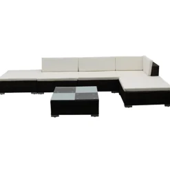 6-delige Loungeset met kussens poly rattan><noscript><img width=