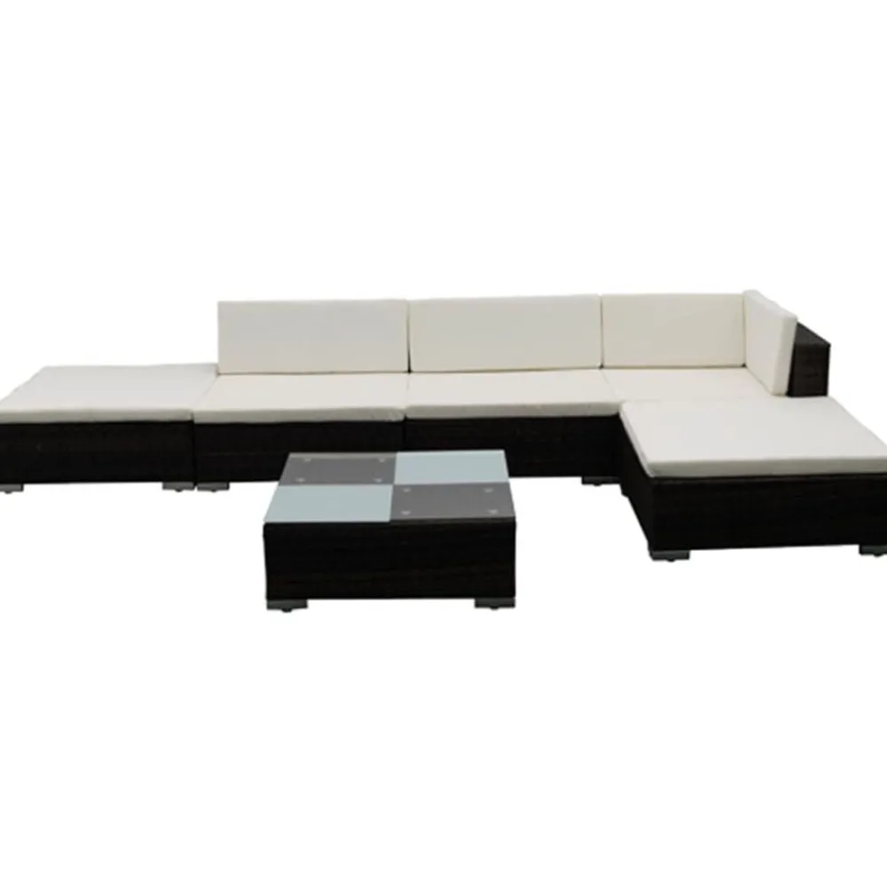 6-delige Loungeset met kussens poly rattan>vidaXL