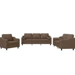 Banken*vidaXL 3-delige Loungeset met kussens stof bruin