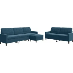 Banken*vidaXL 3-delige Loungeset met kussens fluweel Blauw
