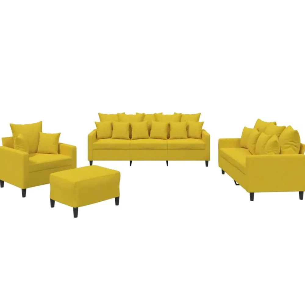 Banken*vidaXL 4-delige Loungeset met kussens fluweel Geel