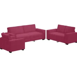 Banken*vidaXL 3-delige Loungeset met kussens fluweel Wijnrood