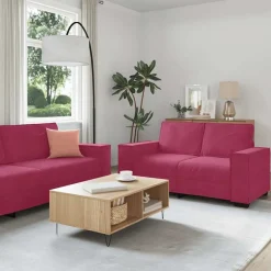 Banken*vidaXL 3-delige Loungeset met kussens fluweel Wijnrood