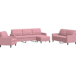 Banken*vidaXL 4-delige Loungeset met kussens fluweel Roze