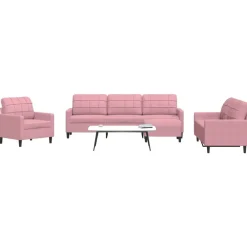 Banken*vidaXL 4-delige Loungeset met kussens fluweel Roze