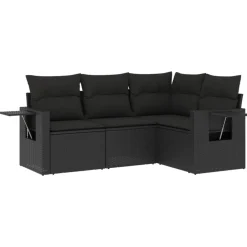 4-delige Loungeset met kussens poly rattan>vidaXL Best