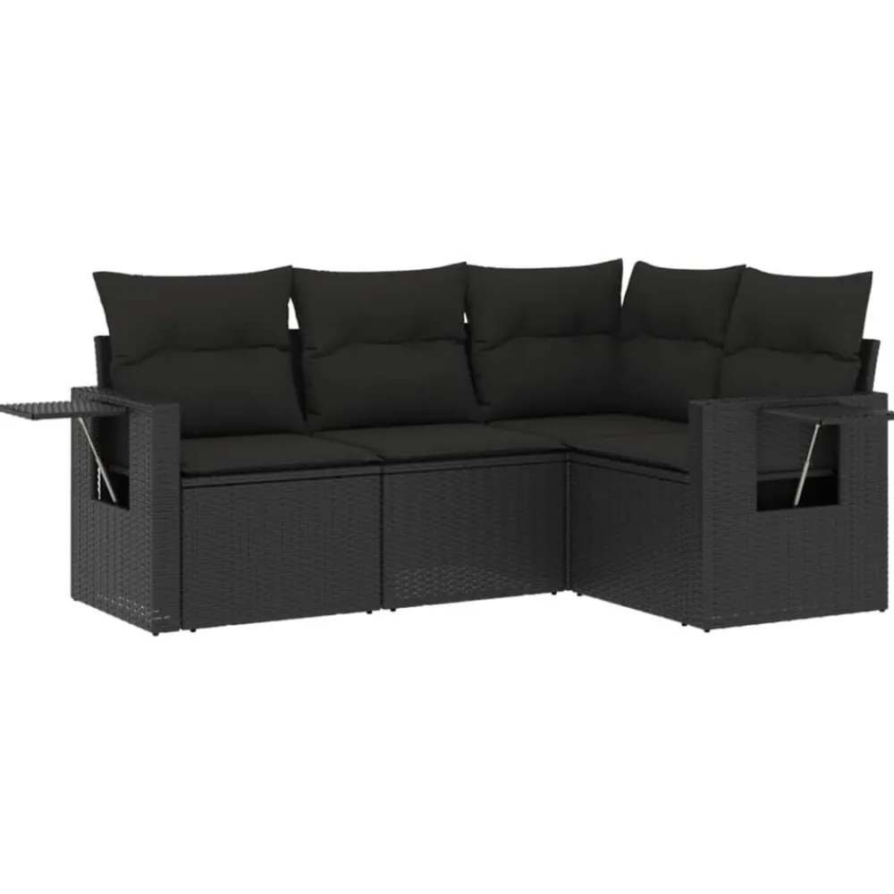 4-delige Loungeset met kussens poly rattan>vidaXL Best