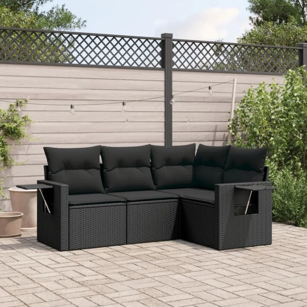 4-delige Loungeset met kussens poly rattan>vidaXL Best