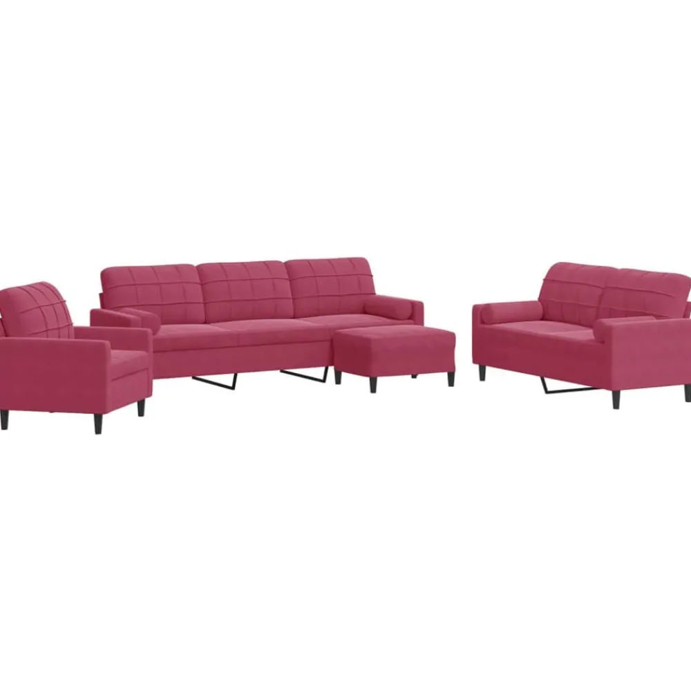 4-delige Loungeset met kussens en bolsters fluweel>vidaXL Sale