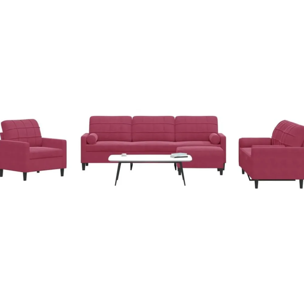 4-delige Loungeset met kussens en bolsters fluweel>vidaXL Sale