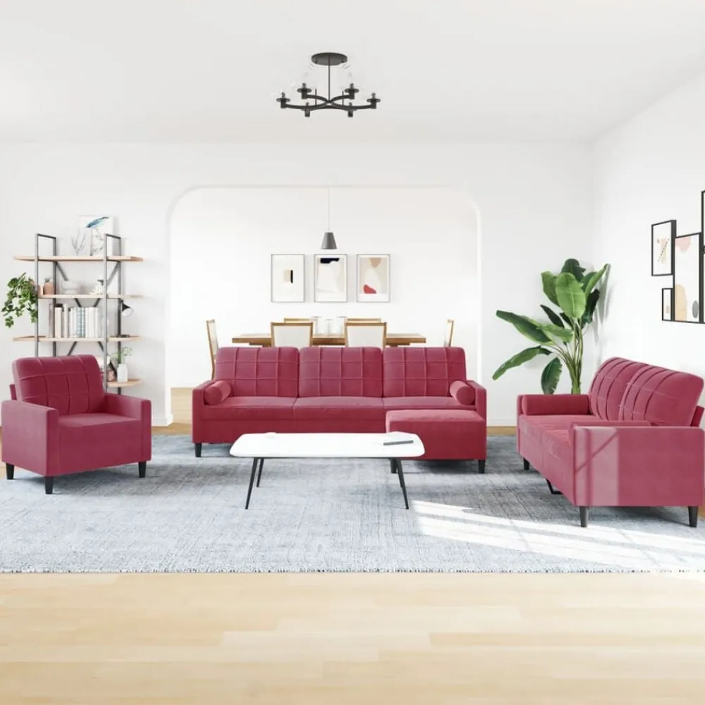 4-delige Loungeset met kussens en bolsters fluweel>vidaXL Sale
