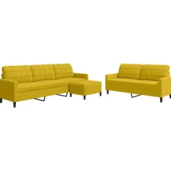 Banken*vidaXL 3-delige Loungeset met kussens fluweel geel