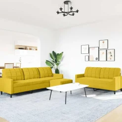 Banken*vidaXL 3-delige Loungeset met kussens fluweel geel