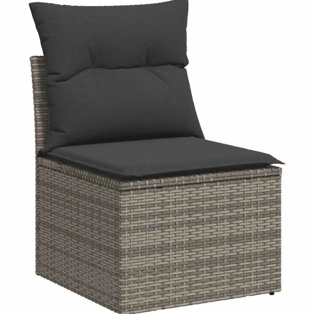 Tuinmeubelen*vidaXL 5-delige Loungeset met kussens poly rattan acacia Grijs