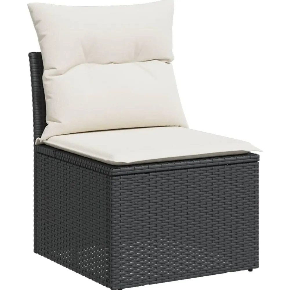 4-delige Loungeset met kussens poly rattan zwart>vidaXL Outlet