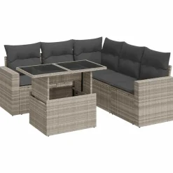 6-delige Loungeset met kussens poly rattan>vidaXL
