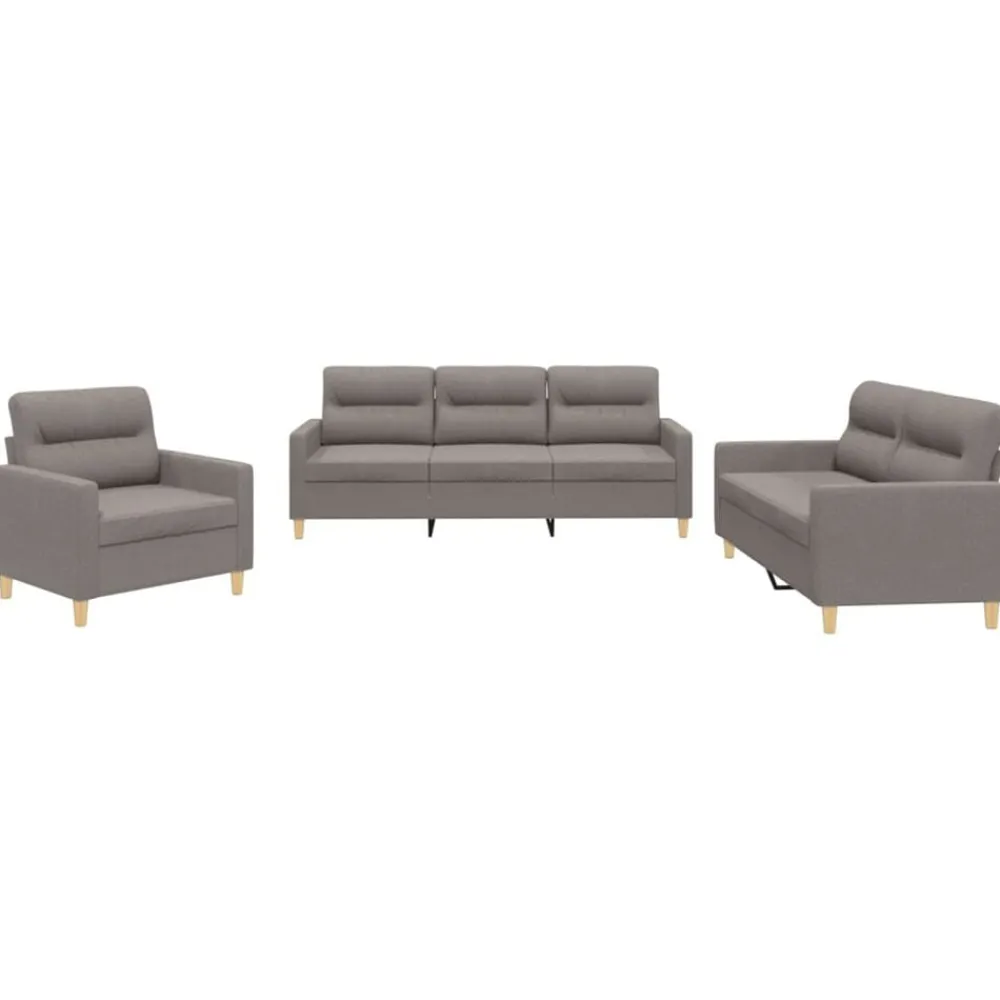 Banken*vidaXL 3-delige Loungeset met kussens stof Taupe