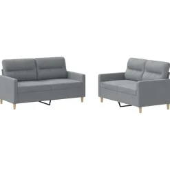 Banken*vidaXL 2-delige Loungeset met kussens stof Lichtgrijs