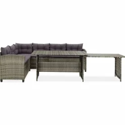 Tuinmeubelen*vidaXL 2-delige Loungeset met kussens poly rattan grijs