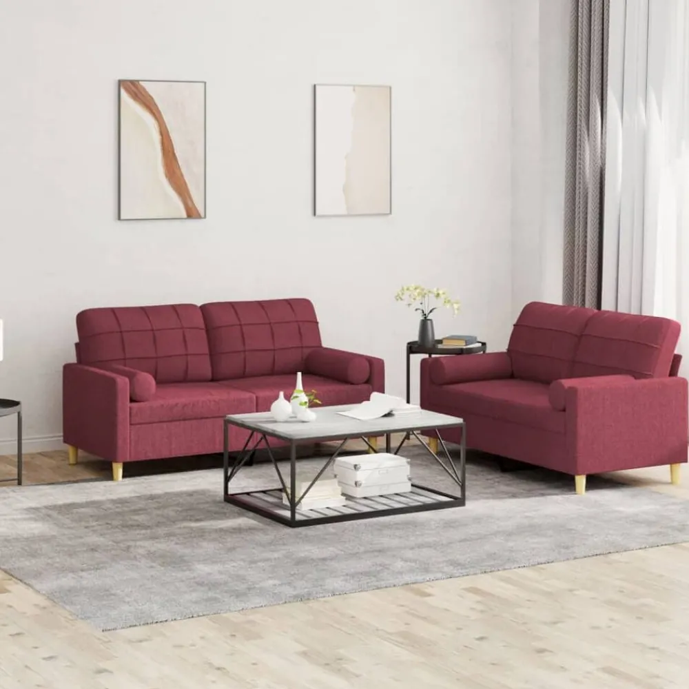 2-delige Loungeset met kussens stof>vidaXL
